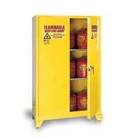 Eagle Manufacturing Company 6010LEGS Eagle 60 Gallon Yellow Two Shelf With Two Door Self-Closing Flammable Tower Safety Storage